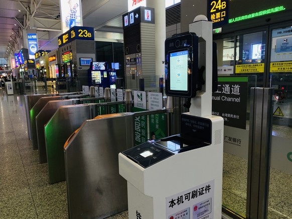 Shanghai, China - June 28, 2020: The New Autonomous Ticket Security Check in China. The system matches passengers face and ID information for smooth and fast check-in for departure. xkwx China,Shangha ...
