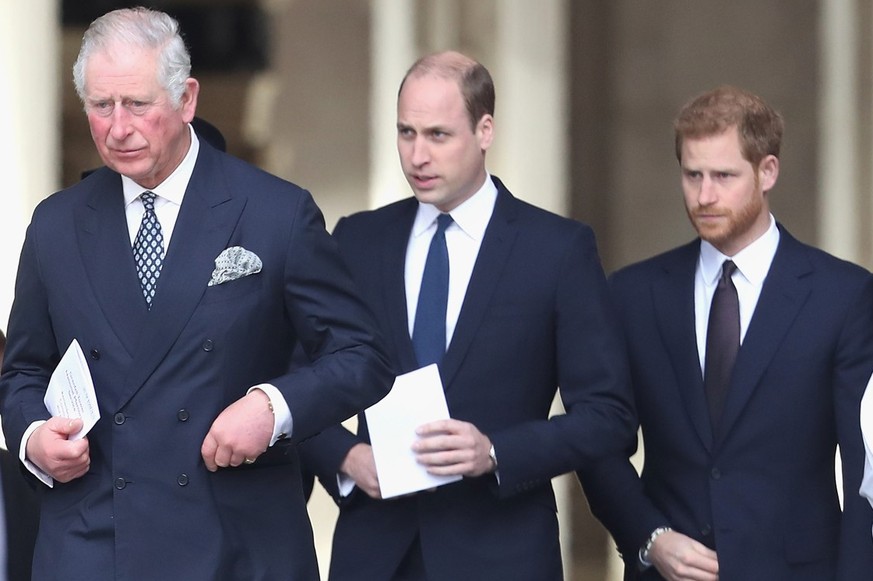 LONDON, ENGLAND - DECEMBER 14: Camilla, Duchess of Cornwall, Prince Charles, Prince of Wales, Prince William, Duke of Cambridge and Prince Harry leave the Grenfell Tower National Memorial Service held ...