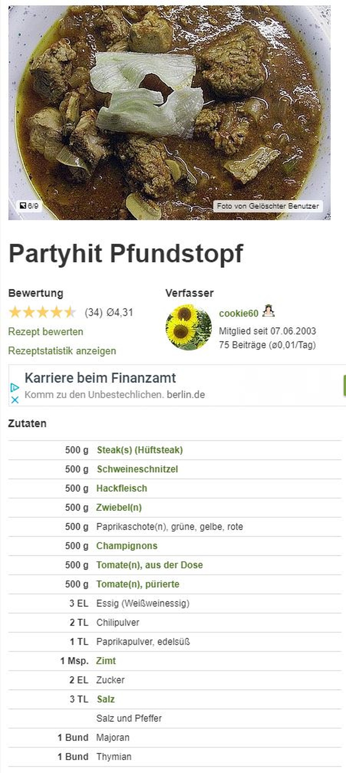 Screenshot Chefkoch.de Worst of Chefkoch