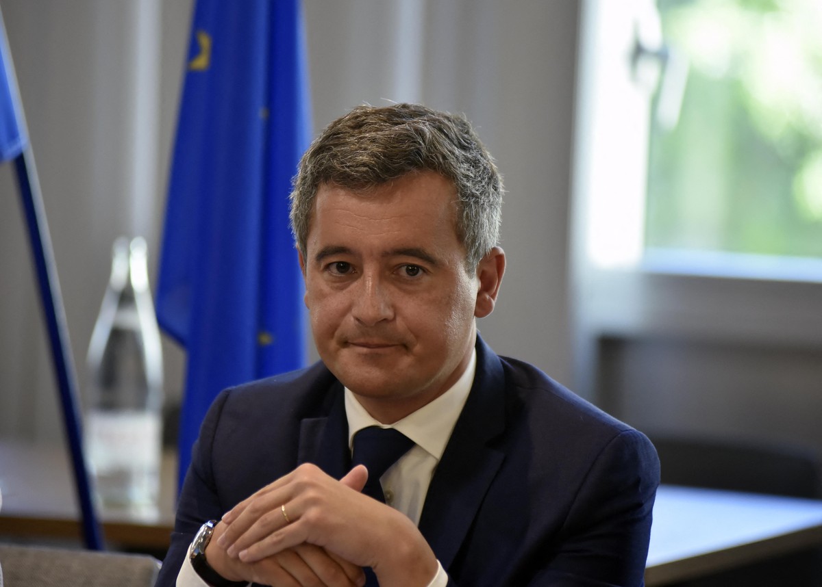 Interior Minister Gerald Darmanin taking part in a meeting at sports ministry in Paris to identify those responsible for unrest during the UEFA Champions League football final, on May 30, 2022 at Stad ...