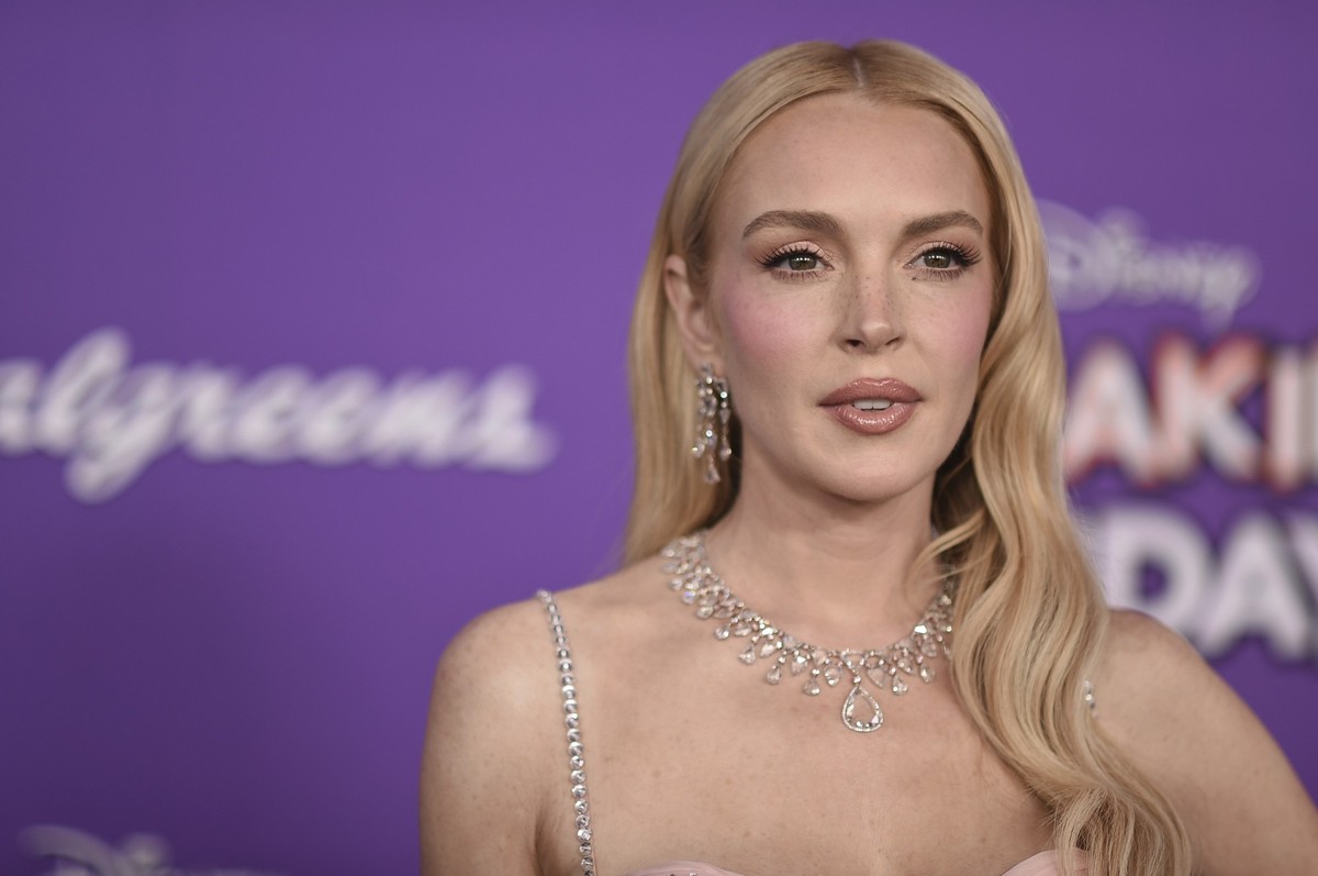 Lindsay Lohan arrives at the premiere of "Freakier Friday" on Tuesday, July 22, 2025, at the El Capitan Theatre in Los Angeles. (Photo by Richard Shotwell/Invision/AP)