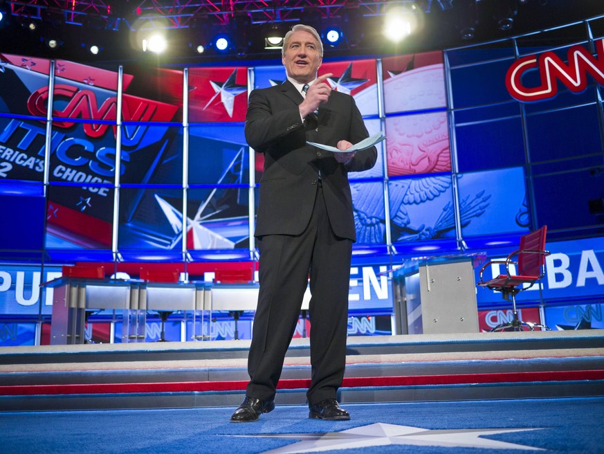 Feb. 22, 2012 - Mesa, AZ, United States of America - CNN anchor and debate moderator JOHN KING at the Arizona Republican Presidential Debate in the Mesa Arts Center in Mesa, AZ, Wednesday. It is the l ...