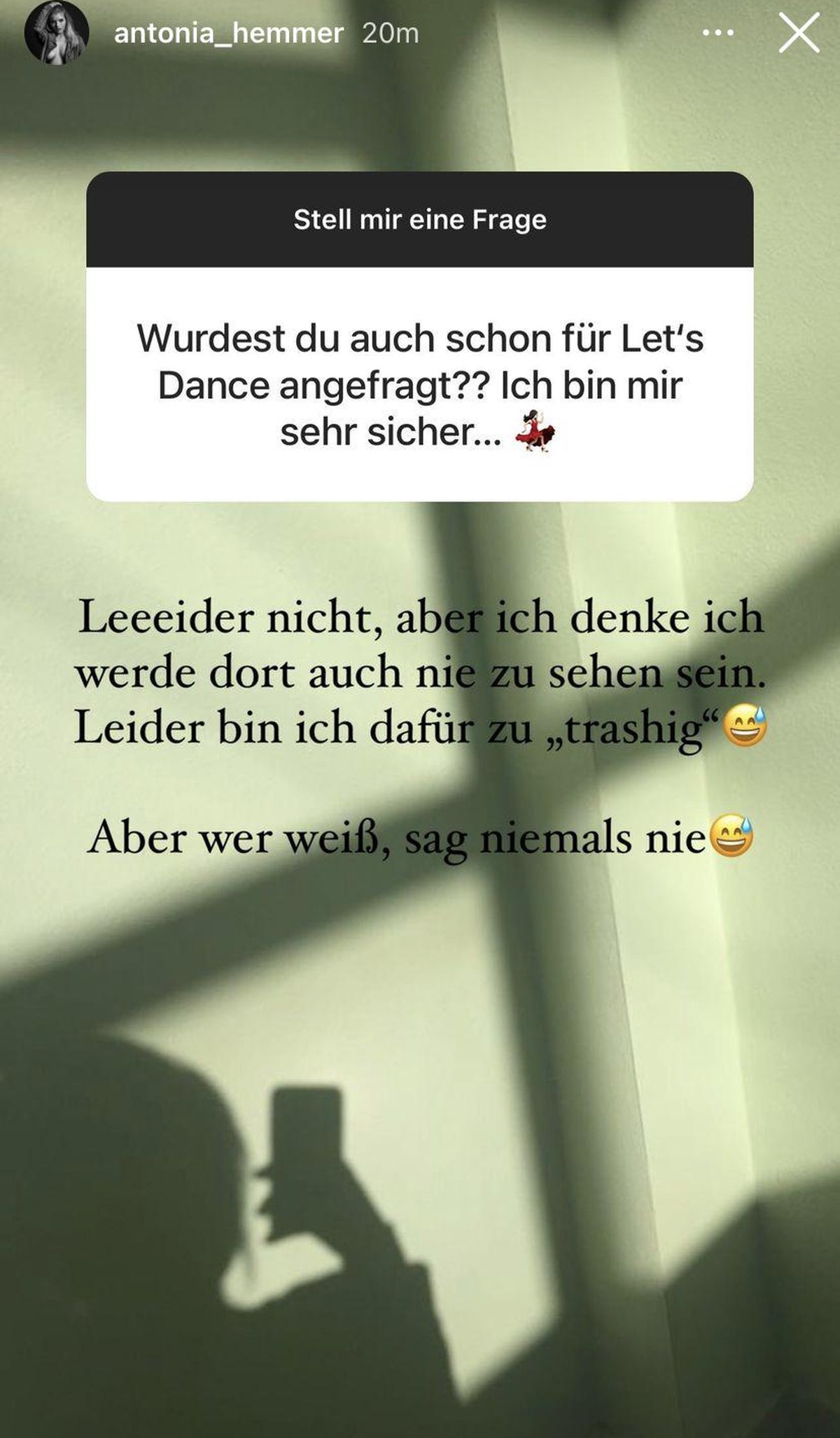 Das sagt Antonia Hemmer zu einer "Let's Dance"-Teilnahme.