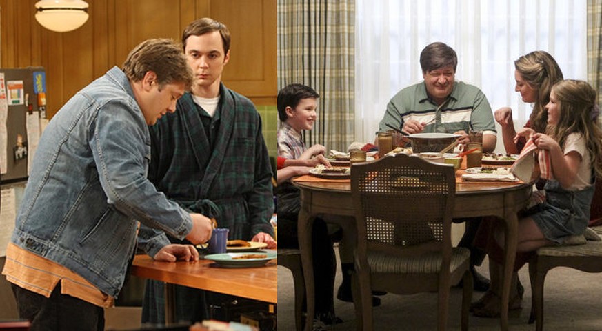 Links "TBBT", rechts "Young Sheldon"