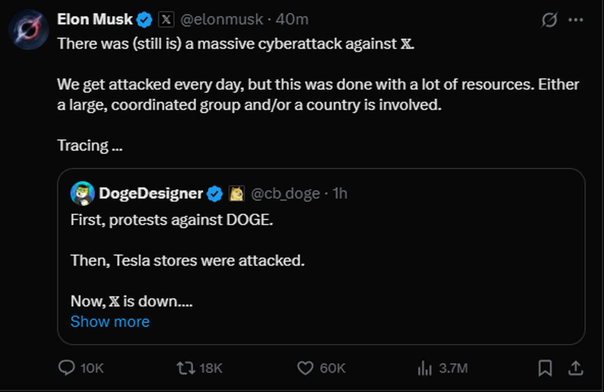 Elon Musk hat sich auf X zu der Störung geäußert.