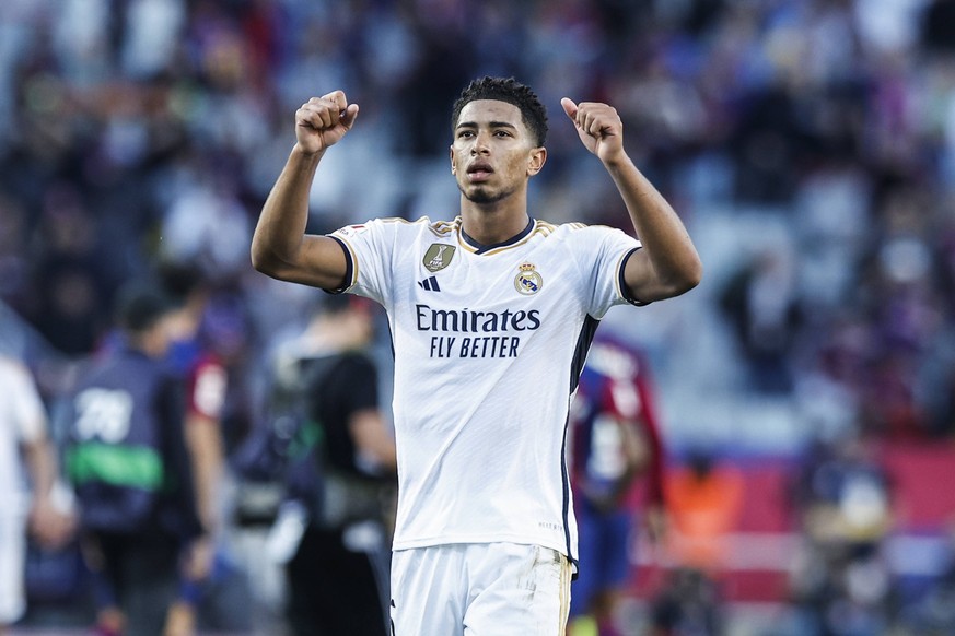 FC Barcelona, Barca Vs Real Madrid - La Liga 05 Jude Bellingham of Real Madrid celebrates the victory during the La Liga match between FC Barcelona v Real Madrid at Estadi Olimpic Lluis Companys in Ba ...