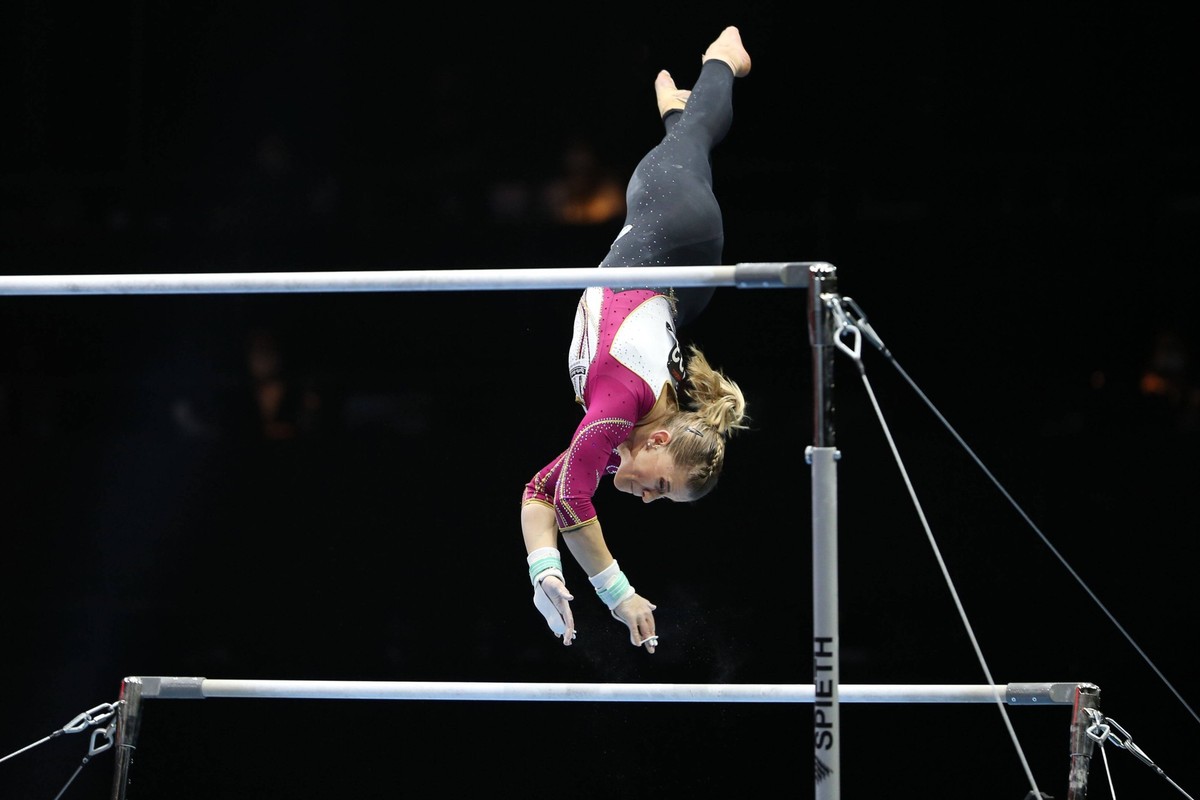 Elisabeth Seitz, GER, during all-around final at 2021 artistics Europeans in Basel 23/04/2021 *** Elisabeth Seitz, GER, during all around final at 2021 artistics Europeans in Basel 23 04 2021 PUBLICAT ...