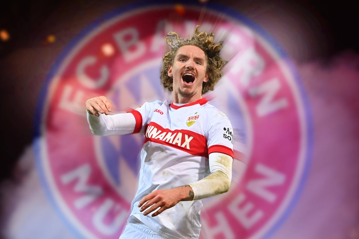 FOTOMONTAGE: Nick WOLTEMADE VFB Stuttgart wechselt angeblich zum FC Bayern Muenchen ARCHIVFOTO. Jubel,Freude,Begeisterung, *** PHOTOMONTAGE Nick WOLTEMADE VFB Stuttgart allegedly moves to FC Bayern Mu ...