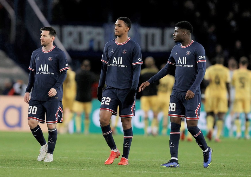 Lionel Messi, Abdou Diallo und Eric-Junior Dina-Ebimbe (PSG)