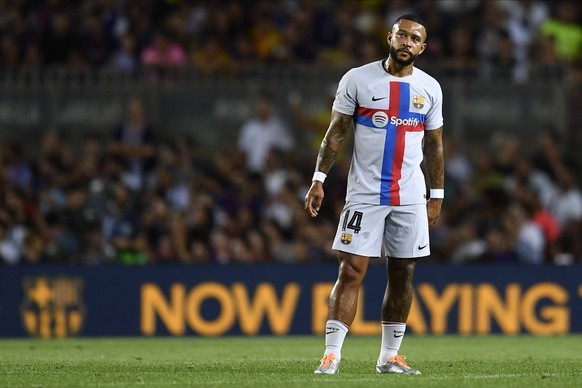 FC Barcelona, Barca v Manchester City - Friendly Match Memphis Depay centre-forward of Barcelona and Netherlands during the friendly match between FC Barcelona and Manchester City at Camp Nou on Augus ...