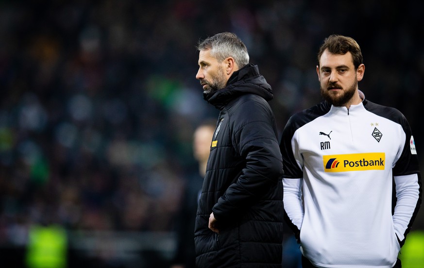Mönchengladbach-Trainer Marco Rose (l.) und sein Assistent René Maric, ehemaliger Taktikblogger von "Spielverlagerung.de".