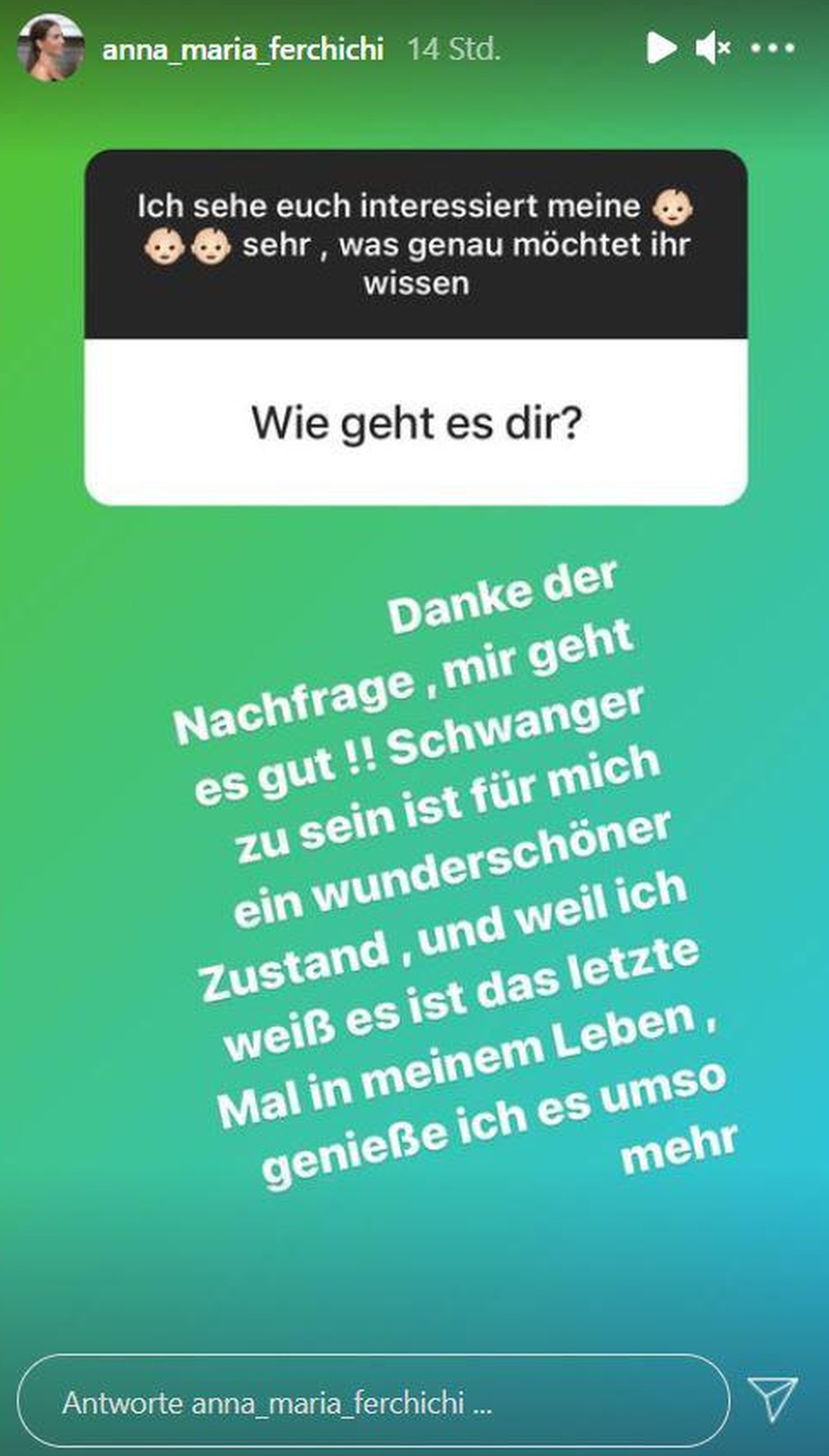 Die Kinderplanung sei nun laut Anna-Maria mit dieser Schwangerschaft abgeschlossen.