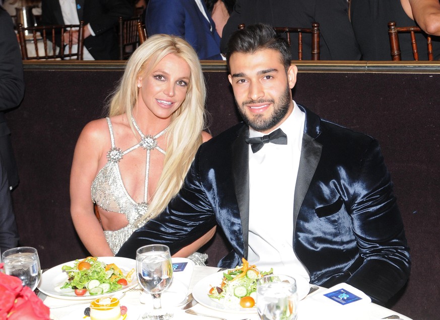 BEVERLY HILLS, CA - APRIL 12: Honoree Britney Spears (L) and Sam Asghari attend the 29th Annual GLAAD Media Awards at The Beverly Hilton Hotel on April 12, 2018 in Beverly Hills, California. (Photo by ...