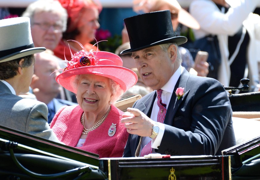 Prince Andrew - Virginia Giuffre lawsuit File photo dated 21/06/18 of the Duke of York and The Queen at Royal Ascot. Prince Andrew is staying with his mother the Queen in Scotland. The lawyer represen ...