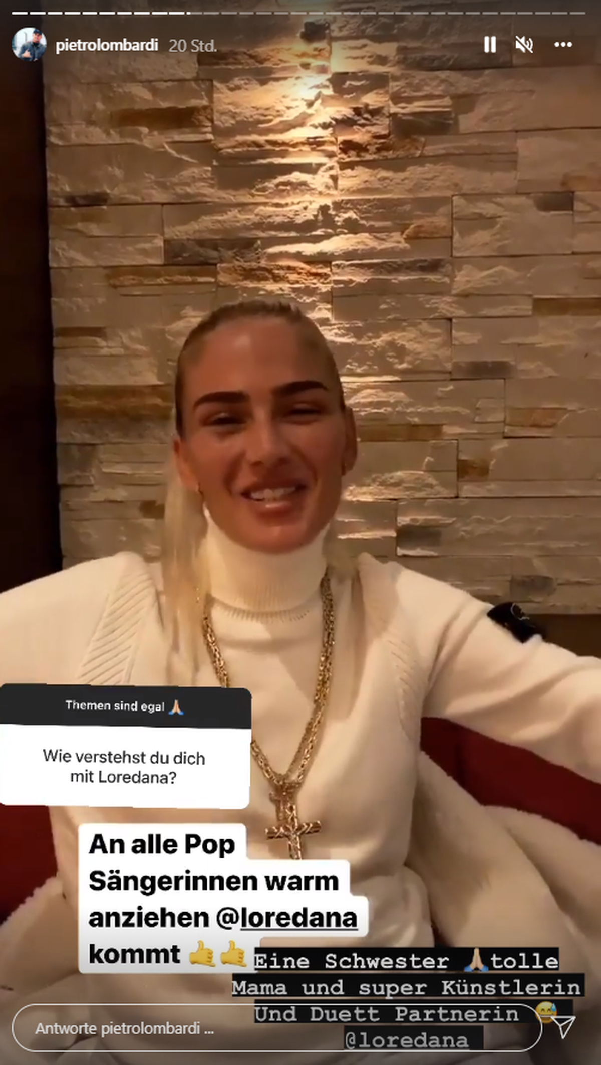Pietro Lombardi hatte nur Positives über Rapperin Loredana zu berichten.