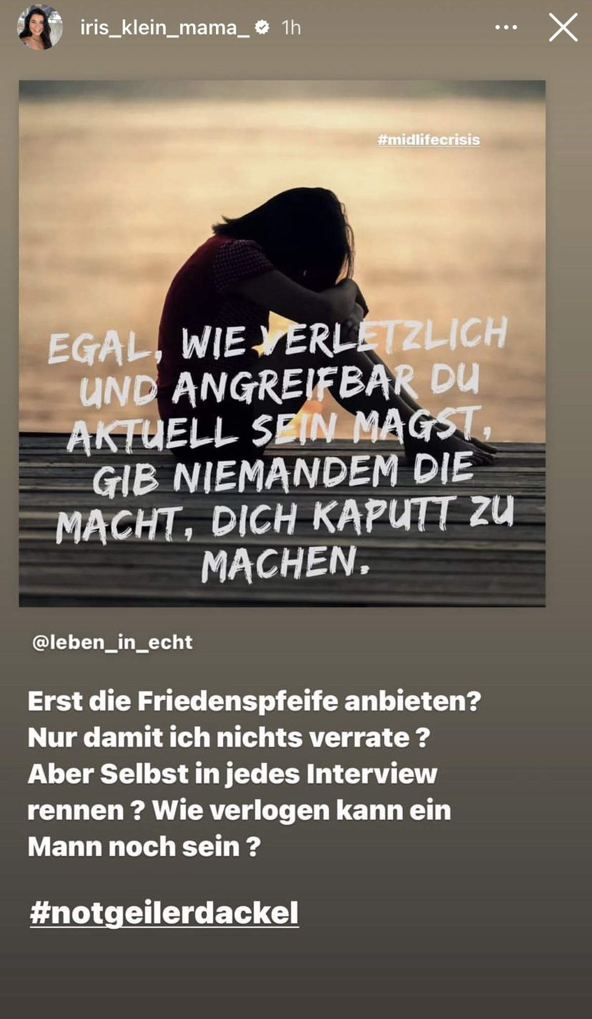 Iris Klein setzt ein deutliches Statement in Richtung Peter ab.