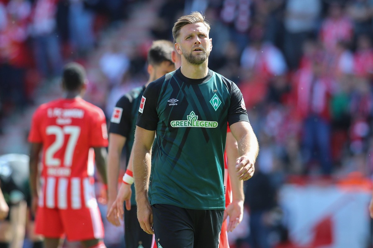 27.05.2023, xtgx, Fussball 1. Bundesliga, 1. FC Union Berlin - SV Werder Bremen emspor, v.l. Niclas Fuellkrug Bremen, 11 DFL/DFB REGULATIONS PROHIBIT ANY USE OF PHOTOGRAPHS as IMAGE SEQUENCES and/or Q ...