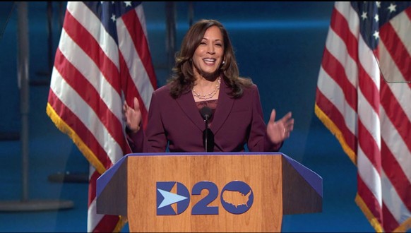 August 19, 2020, Wilmington, Delaware, USA: In this image from the video feed, United States Senator KAMALA HARRIS D-CA, the Democratic Party nominee for Vice President of the US, delivers her accepta ...