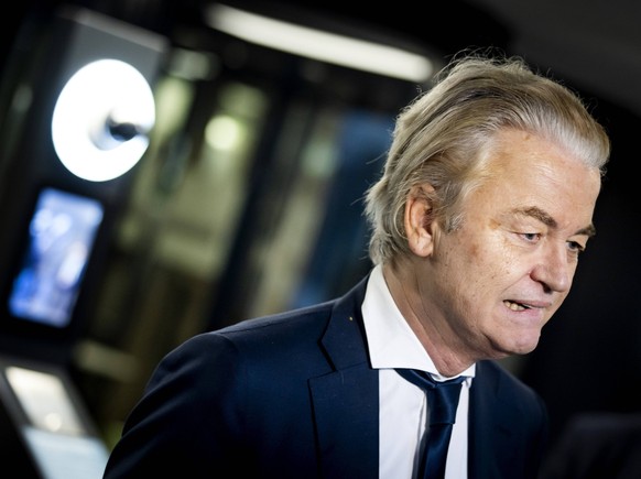THE HAGUE - Geert Wilders PVV arrives for a conversation with informant Ronald Plasterk. Representatives of the PVV, VVD, NSC and BBB factions negotiate the cabinet formation. ANP KOEN VAN WEEL nether ...