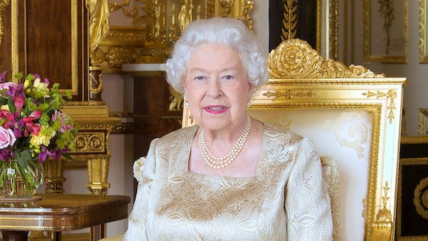 ARCHIVE: 01 July 2017 - London, England - This new portrait of Queen Elizabeth II, wearing the maple leaf brooch inherited from her mother, has been released for Canada Day July 1 to mark the 150th an ...
