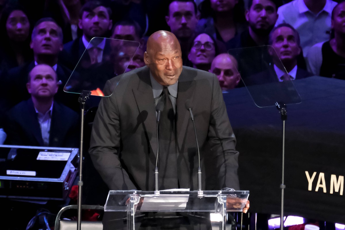 February 24, 2020, Los Angeles, California, USA: Michael Jordan delivers a tearful farewell to Kobe Bryant at the memorial at Staples Center Monday, February 24, 2020. LDN-L-KOBE-MEMORIAL-0225-DC PUBL ...