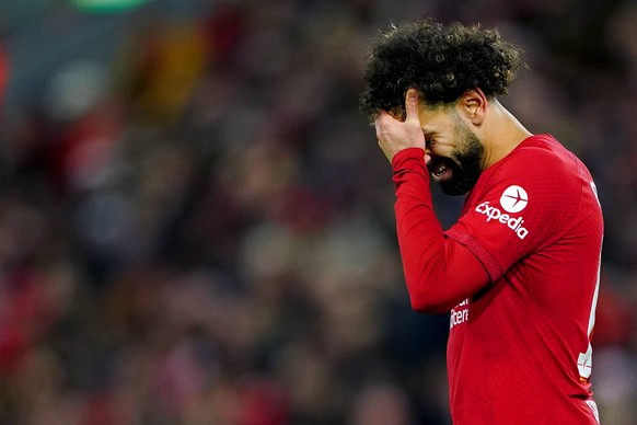 Liverpool v Real Madrid - Champions League - Round of 16 - Anfield Liverpool s Mohamed Salah appears dejected during the Champions League round of 16 match at Anfield, Liverpool. Picture date: Tuesday ...