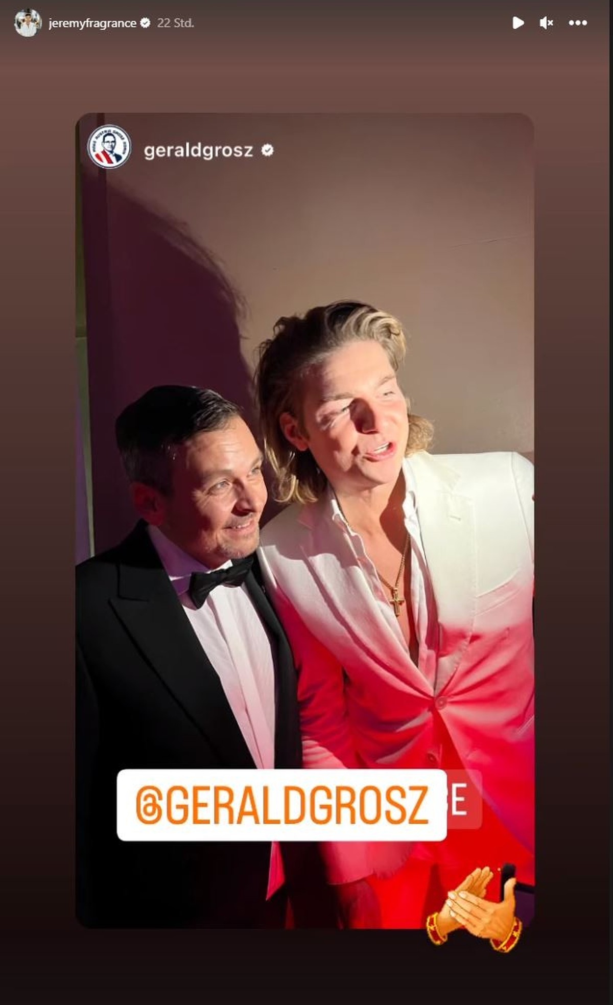 Diese Aufnahme zeigte Jeremy Fragrance in seiner Instagram-Story.