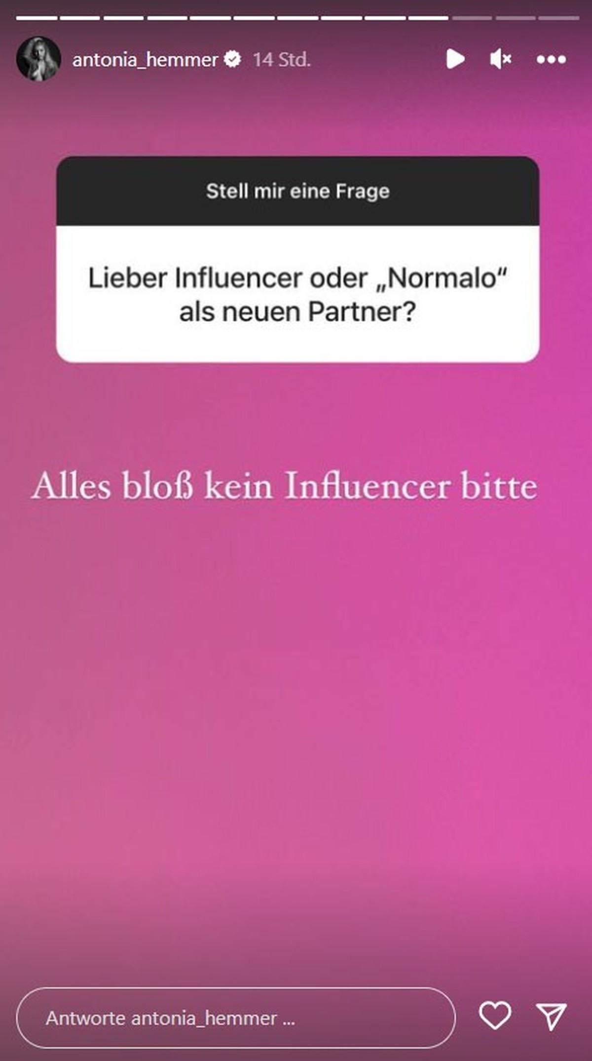Antonia hat in romantischer Hinsicht keine Lust auf andere Netz-Stars.