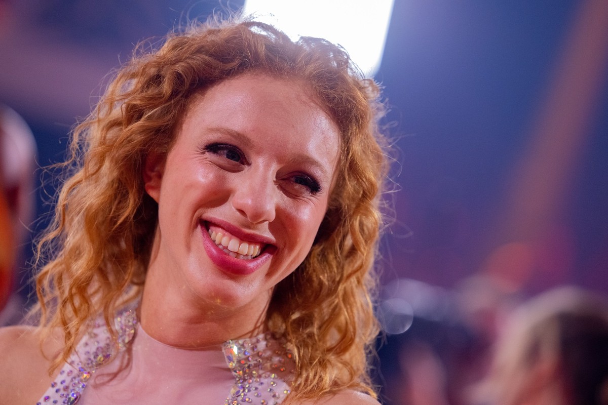 13.05.2023, Nordrhein-Westfalen, K�ln: Anna Ermakova, Model, steht in der RTL-Tanzshow "Let's Dance" im Coloneum auf dem Parkett. Foto: Rolf Vennenbernd/dpa +++ dpa-Bildfunk +++