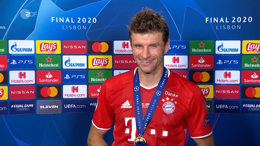 Thomas Müller im Interview nach der Siegerehrung.