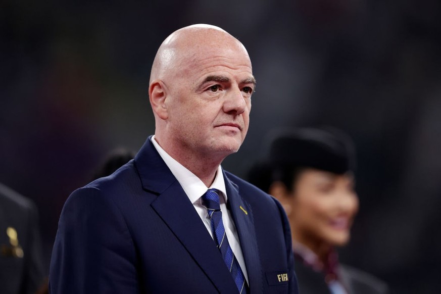 DOHA, QATAR - DECEMBER 17: Gianni Infantino President of FIFA during the World Cup match between Croatia v Morocco at the Khalifa International Stadium on December 17, 2022 in Doha Qatar (Photo by Ric ...