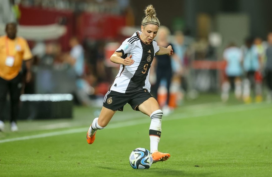 FUERTH, GERMANY - JULY 7: Svenja Huth of Germany controls the ball during the Women&#039;s international friendly between Germany and Zambia at Sportpark Ronhof Thomas Sommer on July 7, 2023 in Fuerth ...