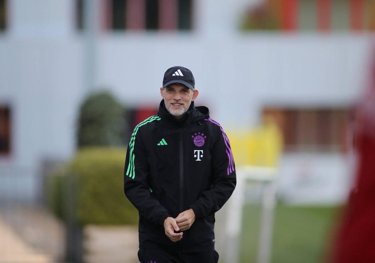 M�nchen, Deutschland 07. November 2023: Fussball, Herren, Saison 2023/2024, FC Bayern M�nchen, S�bener Strasse, Trainingsgel�nde, Training, Abschlusstraining, Champions League Thomas Tuchel, Trainer F ...