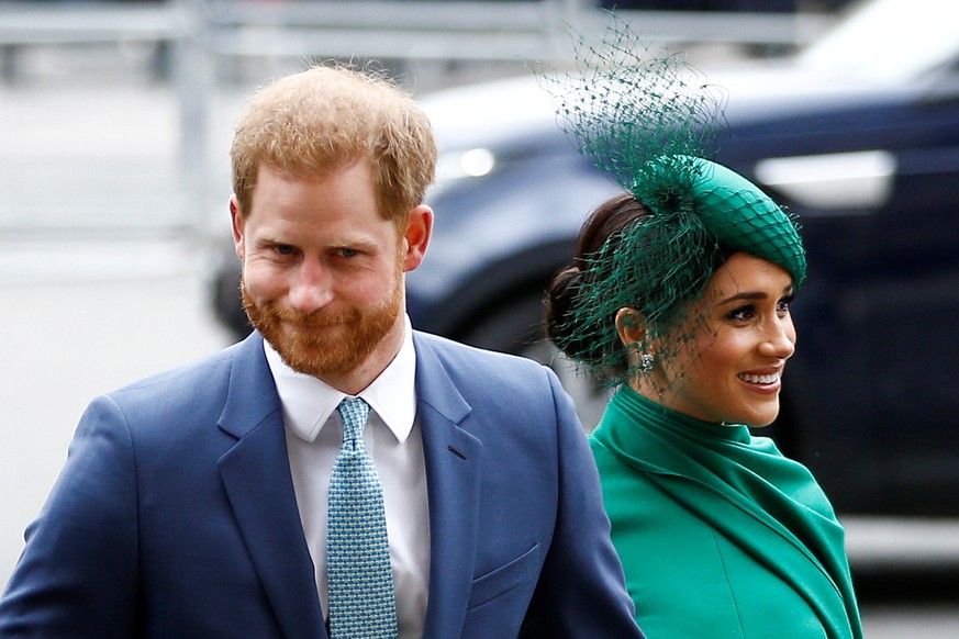 FILE PHOTO: Britain&#039;s Prince Harry and Meghan, Duchess of Sussex, arrive for the annual Commonwealth Service at Westminster Abbey in London, Britain March 9, 2020. REUTERS/Henry Nicholls/File Pho ...