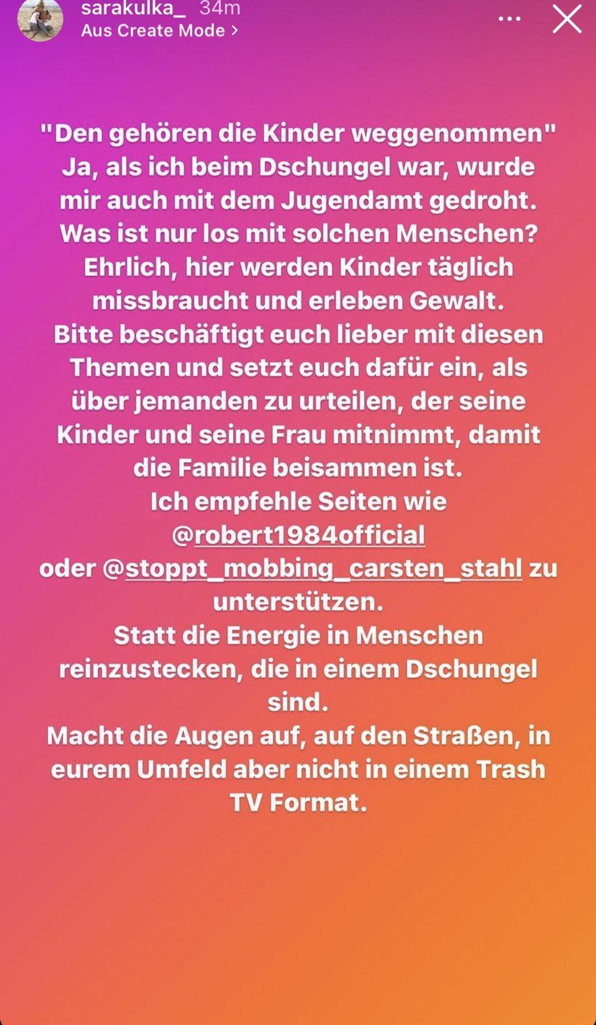 Die Influencerin nahm das Paar in Schutz.