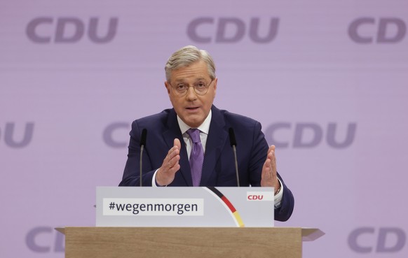 Norbert Roettgen, candidate for leader of the Christian Democratic Union (CDU), delivers his speech on the second day of the party&#039;s 33rd congress held online because of the coronavirus pandemic, ...
