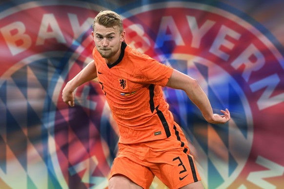 FOTOMONTAGE: Medienberichte- Verteidiger de Ligt will angeblich zum FC Bayern wechseln. Matthijs DE LIGT NED, Aktion,Einzelaktion,Einzelbild, Freisteller,Ganzkoerperaufnahme,ganze Figur Fussball Laend ...