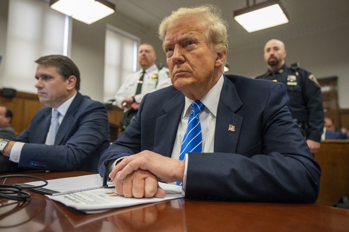 Republican presidential candidate, former President Donald Trump attends his trial at Manhattan Criminal Court in New York on Monday, May 13, 2024. (Steven Hirsch/New York Post via AP, Pool)