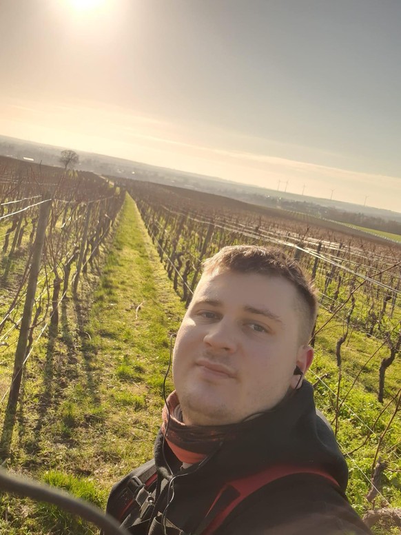 Michael bei seiner morgendlichen Tour durchs Weinanbaugebiet.
