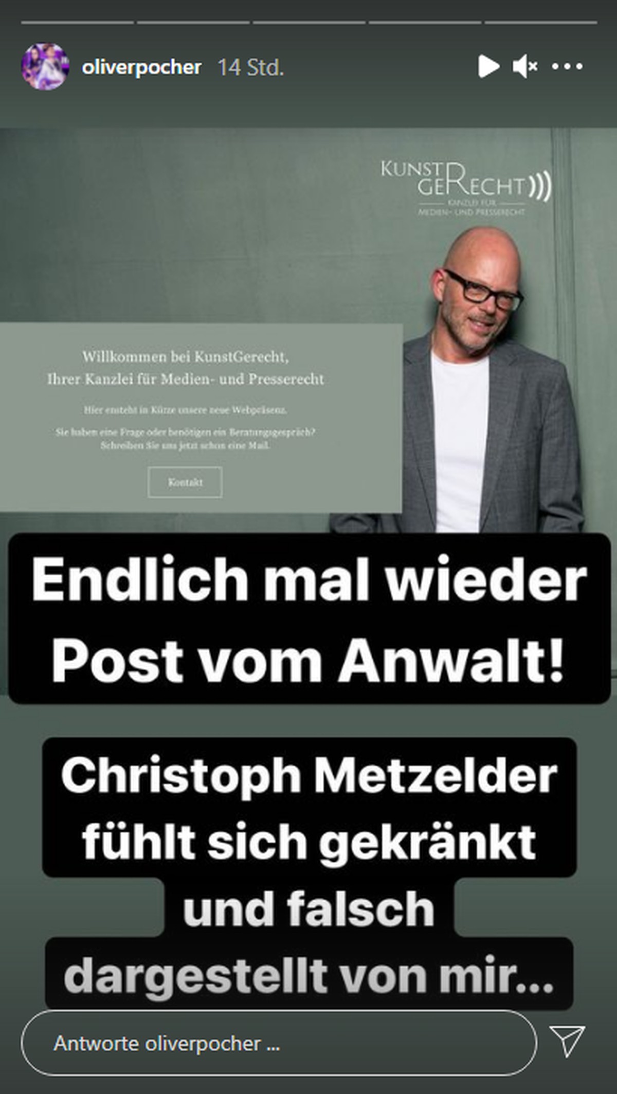 Oliver Pocher verrät, dass er wieder zur Unterlassung von Äußerungen aufgefordert wurde.