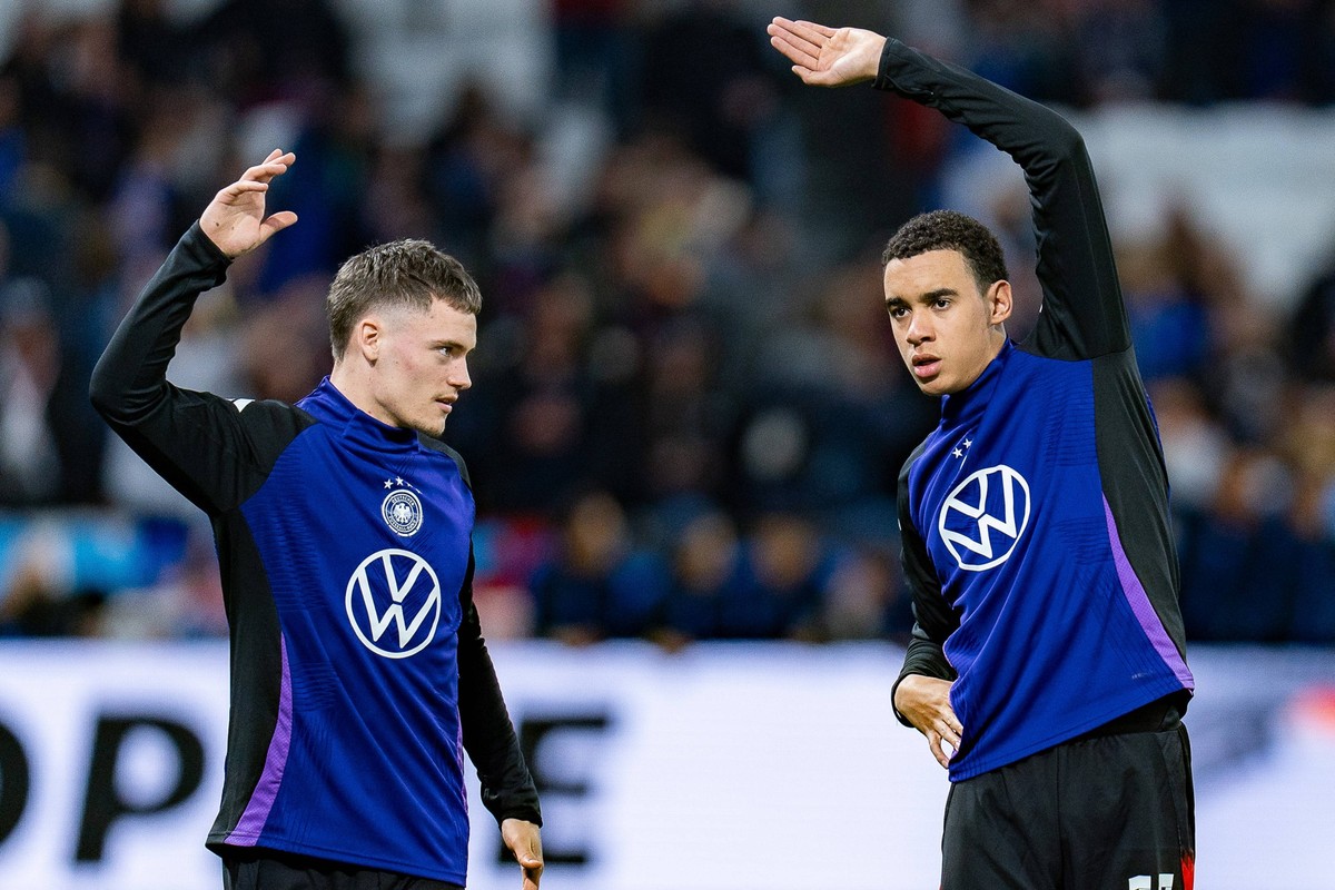Jamal Musiala Deutschland, 10 Florian Wirtz Deutschland, 17 Frankreich vs. Deutschland, Herren, Fussball, Testspiel, 23.03.2024 Frankreich vs. Deutschland, Herren, Fussball, Testspiel, 23.03.2024 Lyon ...