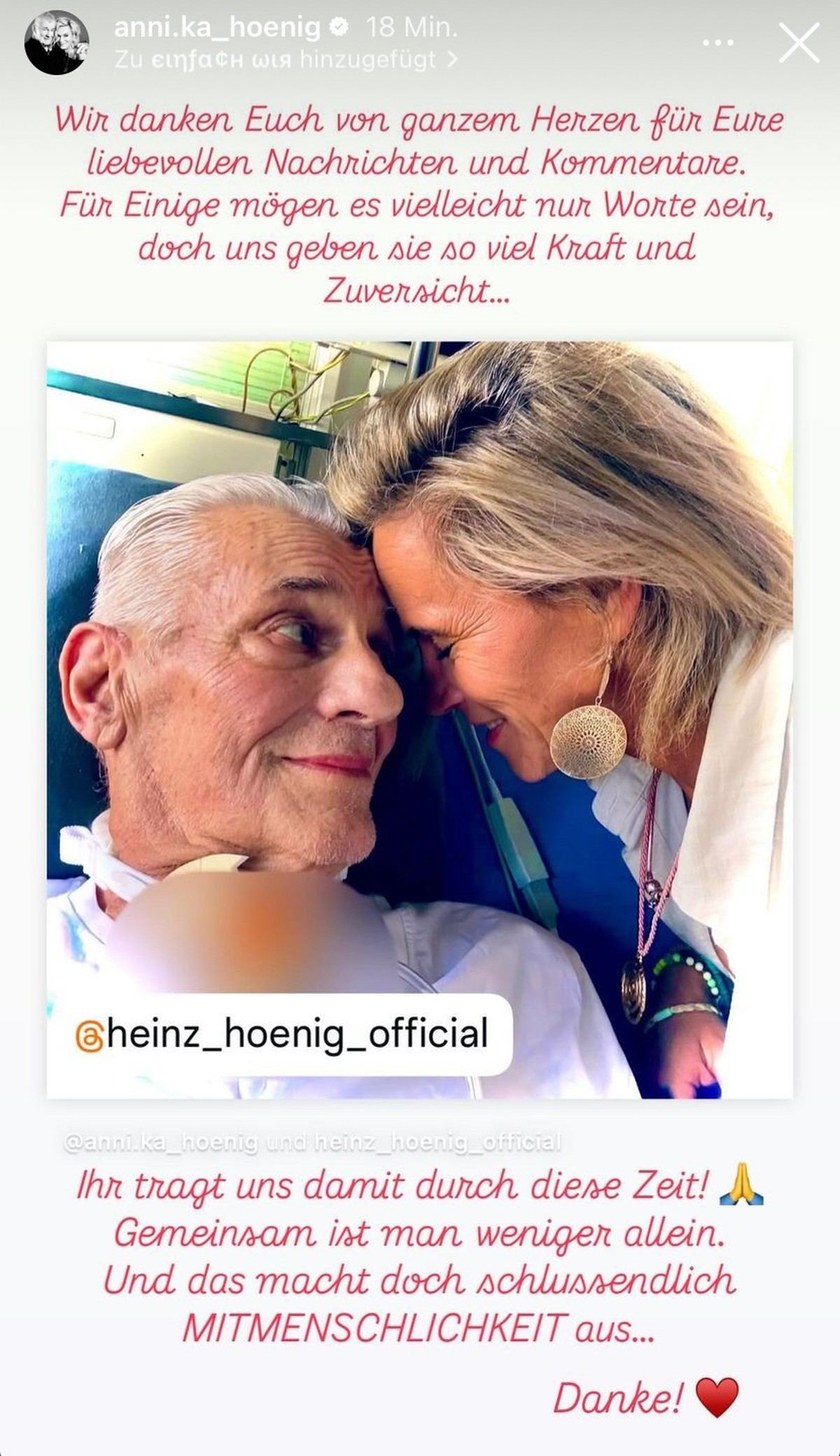 Annika Kärsten-Hoenig teilte dieses Bild mit ihrem Ehemann Heinz.