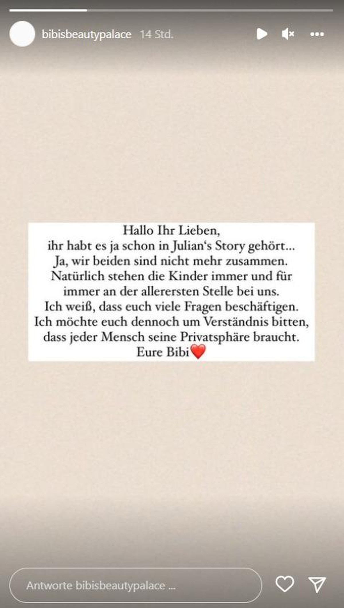 Bianca Claßen meldet sich bei ihren Followern.