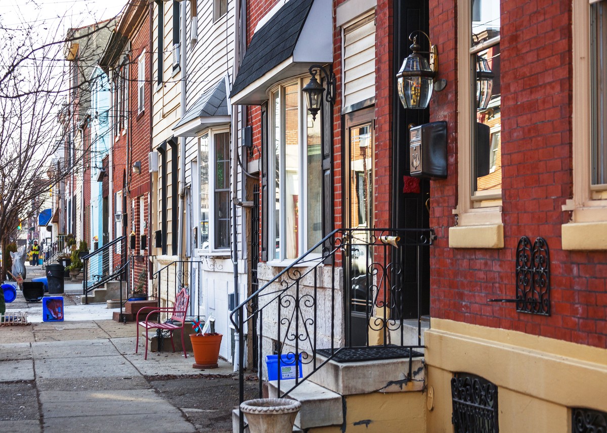 Philadelphia, Pennsylvania, USA - December 23, 2016: Streets of Fishtown district. This classic American working-class neighbourhood is going through redevelopment and gentrification.