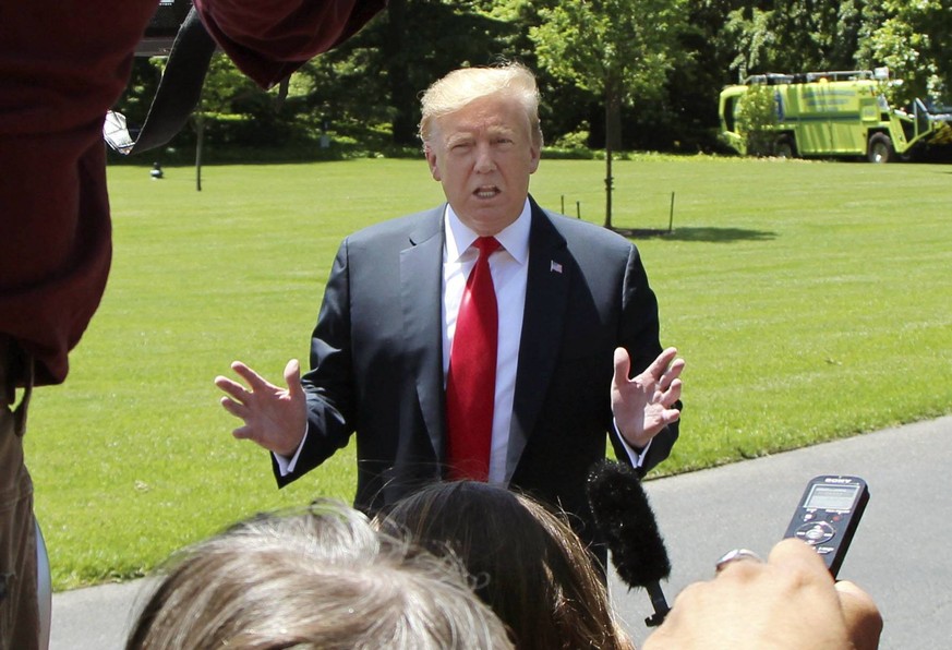 Trump before trip to Japan U.S. President Donald Trump speaks to reporters at the White House in Washington on May 24, 2019. Trump is scheduled to begin a four-day visit to Japan the following day. PU ...