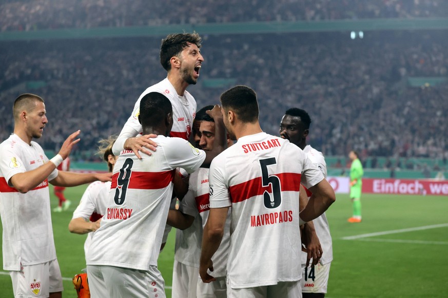 03.05.23 VfB Stuttgart - Eintracht Frankfurt Deutschland, Stuttgart, 03.05.2023, Fussball, DFB-Pokal, Halbfinale, VfB Stuttgart - Eintracht Frankfurt: Tiago Tomas VfB Stuttgart Jubel Tor 1:0 Tomas. ** ...