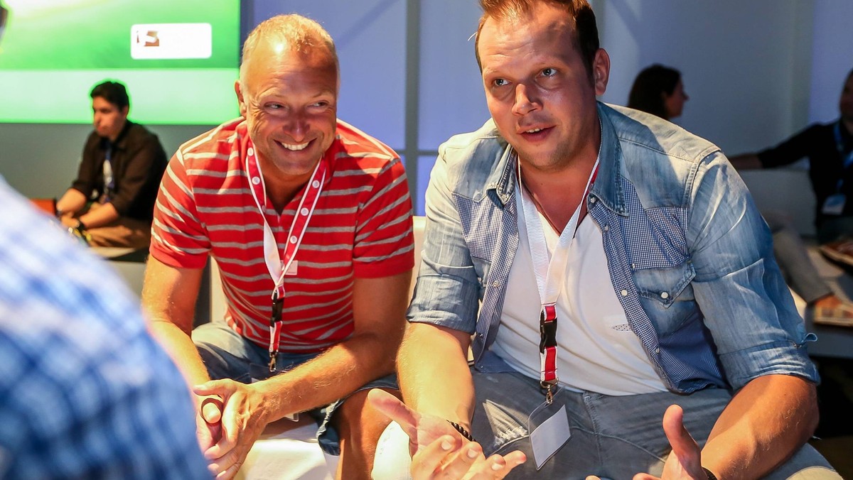 Koeln Frank Buschmann, Wolff-Chrispoh Fuss, im Interview auf im Business Bereich von EA Games, Rundgang auf der Gamescom 2015 in Koeln, 05.08.2015 Copyright: Horn/xEibner-Pressefoto EP_bhorn

Cologn ...