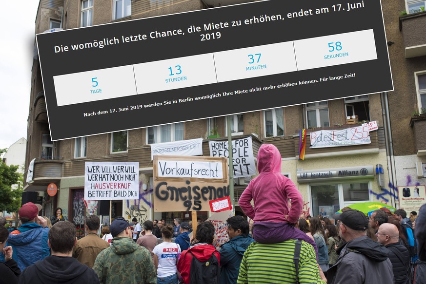 News Bilder des Tages DEU, Deutschland, Germany, Berlin, 25.05.2019: Protestfest vor dem Wohnhaus Krossener Strasse 36 in Friedrichshain. Das Haus wurde an die Aramid GmbH verkauft. Bis zum 10.6.2019  ...