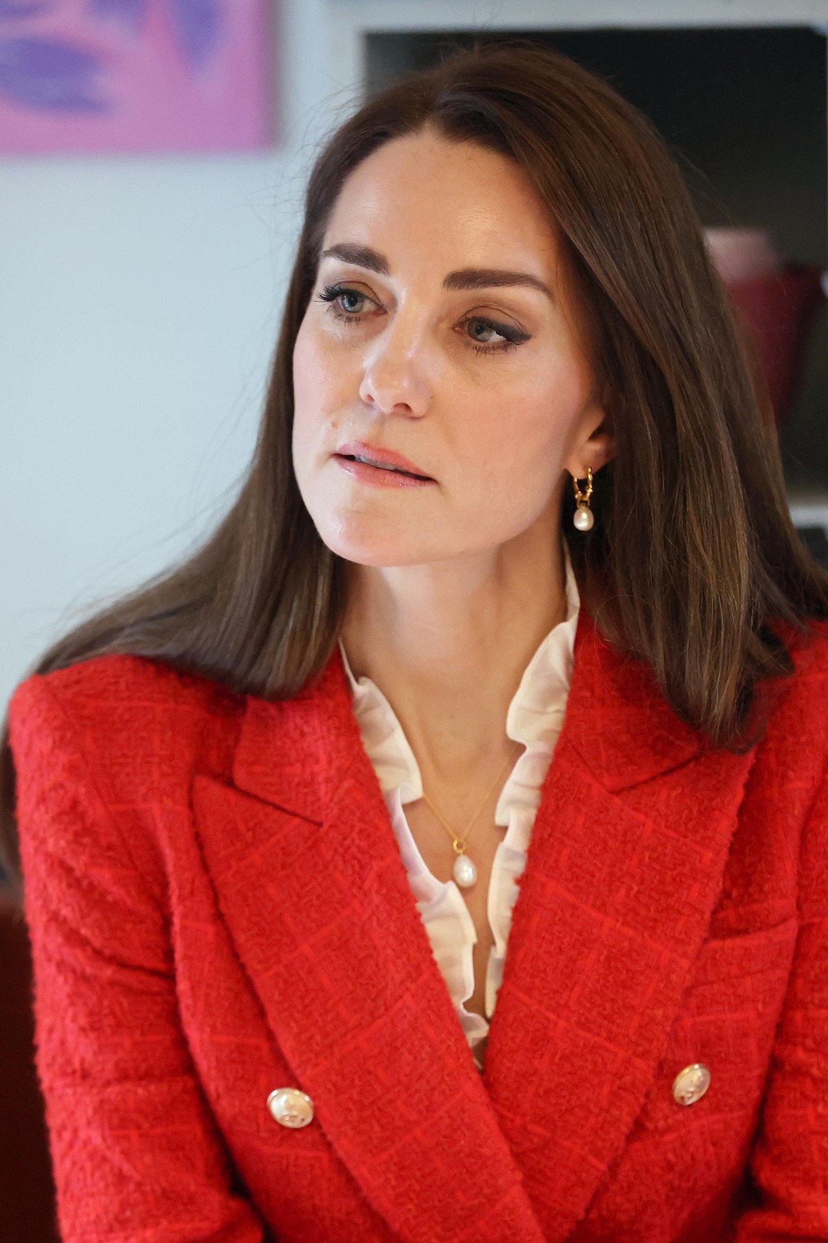 COPENHAGEN, DENMARK - FEBRUARY 22: Catherine, Duchess of Cambridge talks to health visitors during a visit at the &#039;Copenhagen Infant Mental Health Project&#039; (CIMPH) &#039;Understanding Your B ...