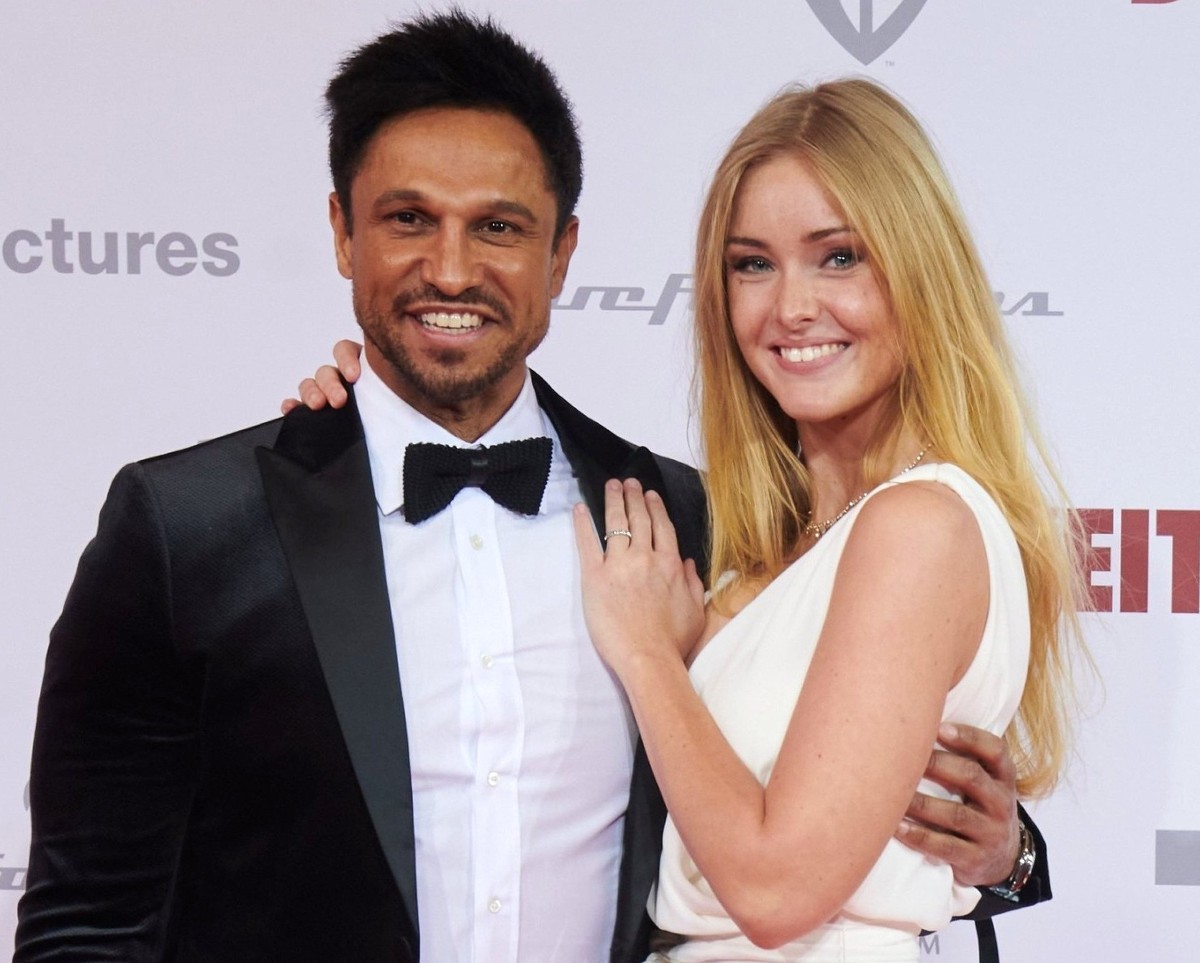 ARCHIV - 21.01.2020, Berlin: Daniel Aminati, Fernsehmoderator, kommt mit seiner Partnerin Patrice Eva Fischer zur Weltpremiere des Films «Die Hochzeit» im Zoo Palast. (zu dpa &quot;Moderator Daniel Am ...